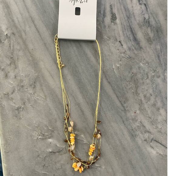 STYLE & CO Beaded Boho Multi-Strand Necklace, 18" + 3" extender - Picture 2 of 4